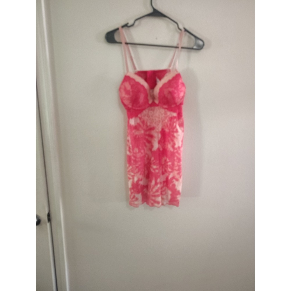 Pink Lace Trim Tie Dye Chemise Nightgown Adjustable‎ Straps Size Large